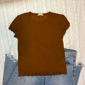 Madewell ruffle trim shirt